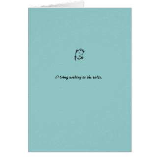 カード: 青"私はテーブルに持って来ません何も"