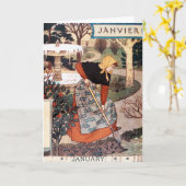 カード: 1月の月 - 1月 カード (黄色い花)