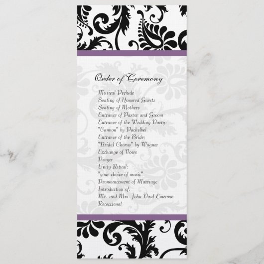 カード#2の結婚式 プログラム (裏面)