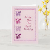 カード、4月誕生日チューリップピンク カード (黄色い花)