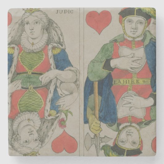 カード、c.1810を遊ぶためのデザイン ストーンコースター (正面)