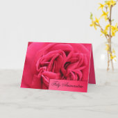 カード: Feliz Aniversário -ピンクのバラ カード (黄色い花)