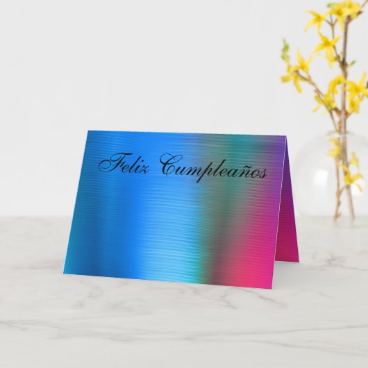 カード- Feliz Cumpleaños - Azul カード (黄色い花)