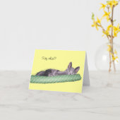 カード – Greeting – グレーの子猫 (黄色い花)