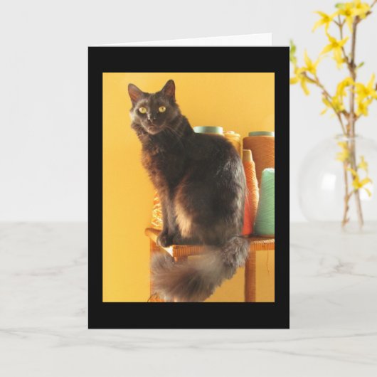 カード – Greeting - Cat with Yarn (黄色い花)