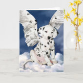 カードDalmatian天使の子犬の絵画 カード (黄色い花)