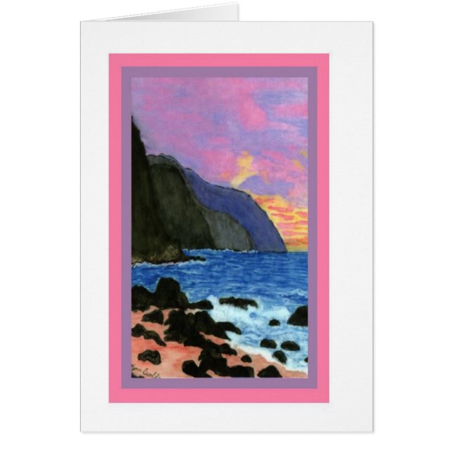 カードNaPali日没、カウアイ島、ハワイ (正面)