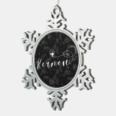 カーナウ国旗のハート、コーンウォール スノーフレークピューターオーナメント (右)