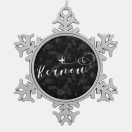 カーナウ国旗のハート、コーンウォール スノーフレークピューターオーナメント