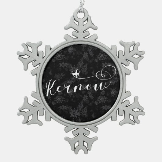 カーナウ国旗のハート、コーンウォール スノーフレークピューターオーナメント (正面)