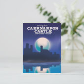 カーナーフォン城、ウェールズ・グウィネッドの旅行ポスター ポストカード (スタンド正面)