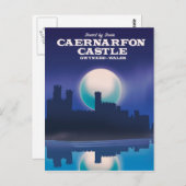 カーナーフォン城、ウェールズ・グウィネッドの旅行ポスター ポストカード (正面/裏面)