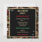 カーニバルでのハロウィン怖いピエロゾンビ 招待状 (裏面)