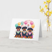 カーニバルでのロットワイラー犬 カード (黄色い花)