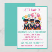 カーニバルで誕生日のロットワイラー犬 招待状 (正面/裏面)