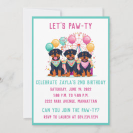 カーニバルで誕生日のロットワイラー犬 招待状