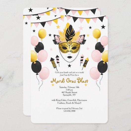 カーニバルのお祝いの招待状 招待状 (正面/裏面)