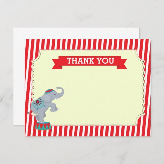 カーニバルのサーカスはメッセージカード感謝していしています 招待状 (正面/裏面)