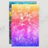 カーニバルのダンスの仮面舞踏会のダンサーのピンクの黄色の青 便箋 (正面/裏面)