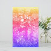 カーニバルのダンスの仮面舞踏会のダンサーのピンクの黄色の青 便箋 (スタンド正面)