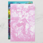 カーニバルのダンス、ピンクの白 便箋 (正面/裏面)