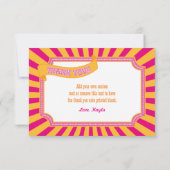 カーニバルのテント|のオレンジおよびピンクのサンキューカード サンキューカード (裏面)