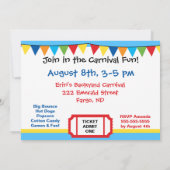 カーニバルのテーマの誕生日のパーティの招待状 招待状 (裏面)