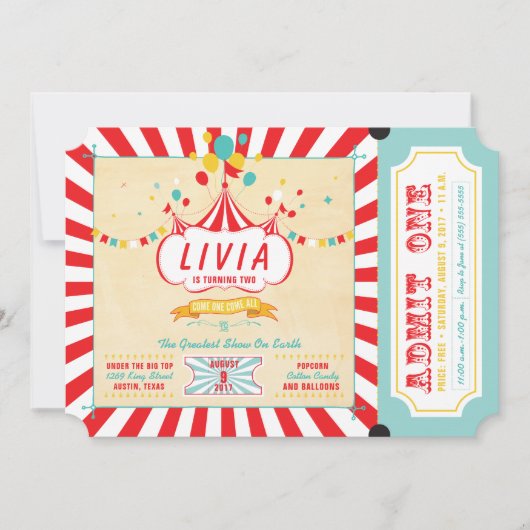 カーニバルのバースデーパーティ招待状 招待状 (正面)