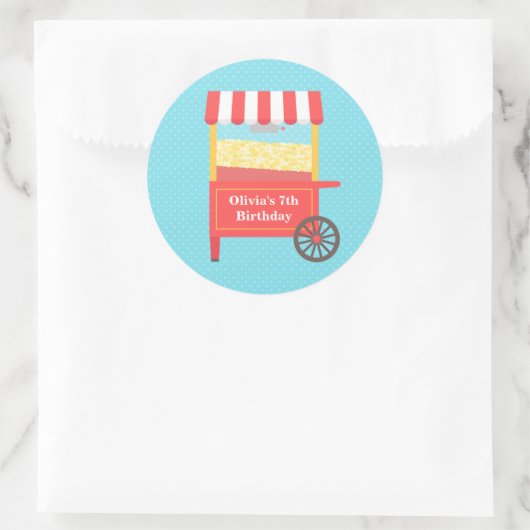 カーニバルのポップコーンの子供の誕生日のパーティーのステッカー ラウンドシール (バッグ)