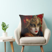 カーニバルのヴェネツィアマスクレッドグリーン金ゴールド クッション (椅子)