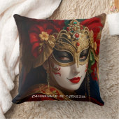 カーニバルのヴェネツィアマスクレッドグリーン金ゴールド クッション (ブランケット)