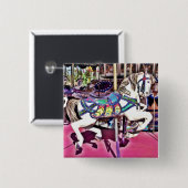 カーニバルの写真のギフトのカラフルな回転木馬の馬 缶バッジ (正面&裏面)