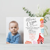 カーニバルの写真の招待のかわいいサーカスの誕生会 招待状 (スタンド正面)