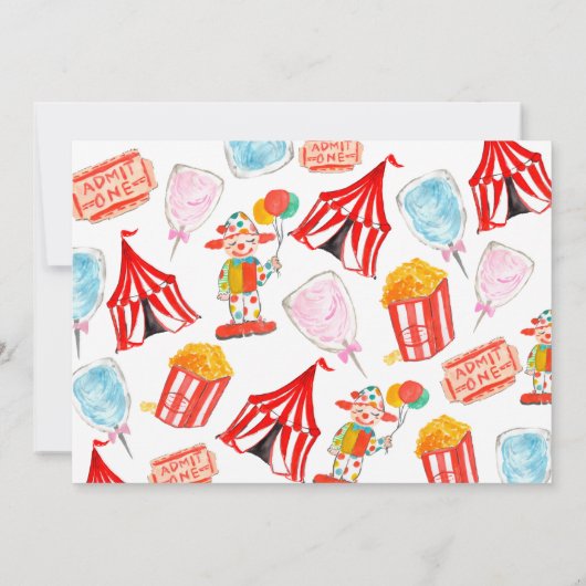 カーニバルの写真の招待のかわいいサーカスの誕生会 招待状 (裏面)