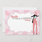 カーニバルの支柱の歩行者の綿菓子は感謝していしています サンキューカード (裏面)