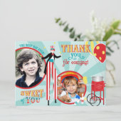 カーニバルの支柱の歩行者の綿菓子は感謝していしています サンキューカード (スタンド正面)