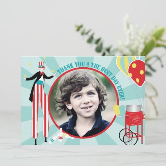 カーニバルの支柱の歩行者の綿菓子は感謝していしています サンキューカード (スタンド正面)