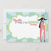 カーニバルの支柱の歩行者の綿菓子は感謝していしています サンキューカード (裏面)