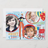 カーニバルの支柱の歩行者の綿菓子は感謝していしています サンキューカード (正面)