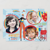 カーニバルの支柱の歩行者の綿菓子は感謝していしています サンキューカード (正面/裏面)