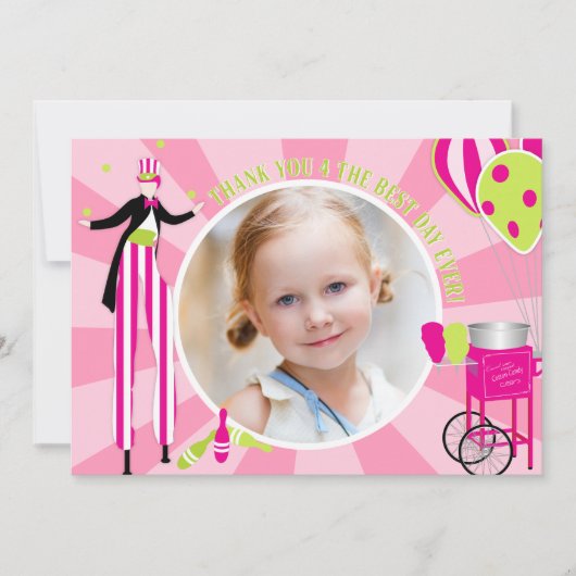 カーニバルの支柱の歩行者及び綿菓子は1感謝していしています サンキューカード (正面)