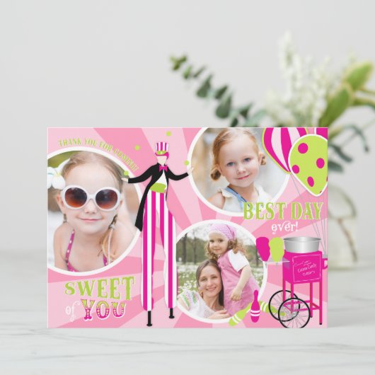 カーニバルの支柱の歩行者及び綿菓子は3感謝していしています サンキューカード (スタンド正面)