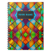 カーニバルの明るい色のガラスのタイル – あなたの名前 ノートブック (正面)