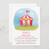 カーニバルの水彩画のバースデーパーティ招待状 招待状 (正面/裏面)