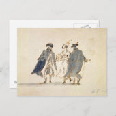 カーニバルの衣裳の3つの覆われた姿(ペン及び ポストカード (正面/裏面)