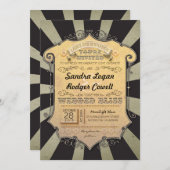 カーニバルの黒のストライブ柄の結婚式招待状 招待状 (正面/裏面)