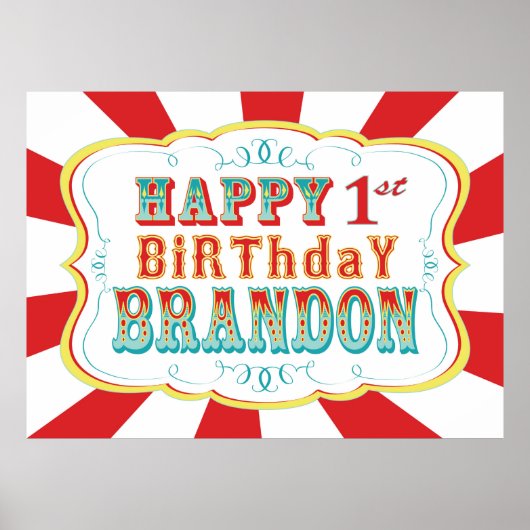 カーニバルまたはサーカス誕生日バナーfor Brandon ポスター (正面)