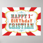 カーニバルまたはサーカス誕生日バナーfor Cristian ポスター (正面)