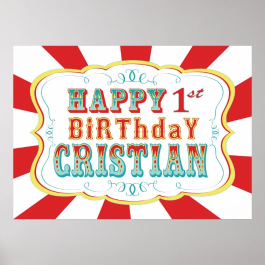 カーニバルまたはサーカス誕生日バナーfor Cristian ポスター (正面)