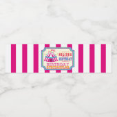 カーニバルまたはサーカス、ホットピンクの誕生日の壮観 ペットボトルラベル (シングルラベル)